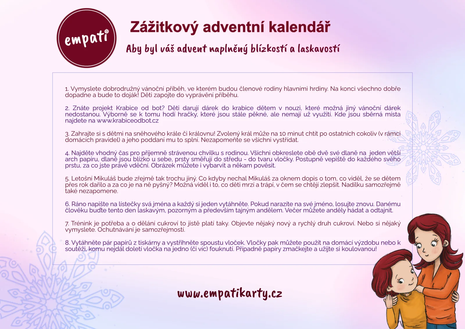 Zážitkový adventní kalendář obrázkové karty článek