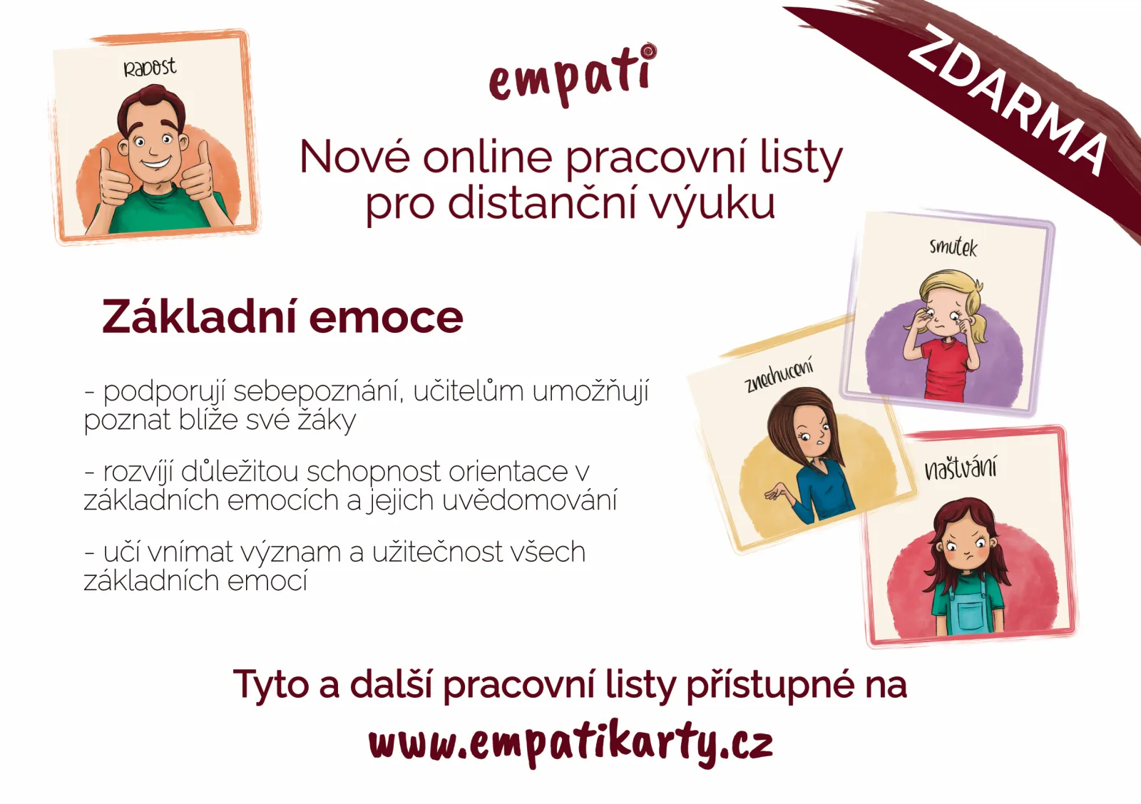 Pracovní listy Základní emoce a empati karty obrázkové karty článek